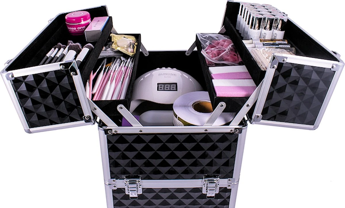 SUNONE Make Up Koffer Patroon Zwart XL 3 SUNONE Make Up Koffer Patroon Zwart XL