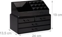 A&K 2in1 Make-up Organizer - 4 Lades Cosmetica Opbergdoos - Kaptafel - Zwart -Cosmetica Korting Winkel 1200x731 1