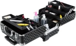 Dreamble Make-up Koffer - Make-up Trolley - Zwart - Rijdbaar - Met Wieltjes - Compact - 8 Vakken - Met Slot - 2 Sleutels -Cosmetica Korting Winkel 1200x732 1