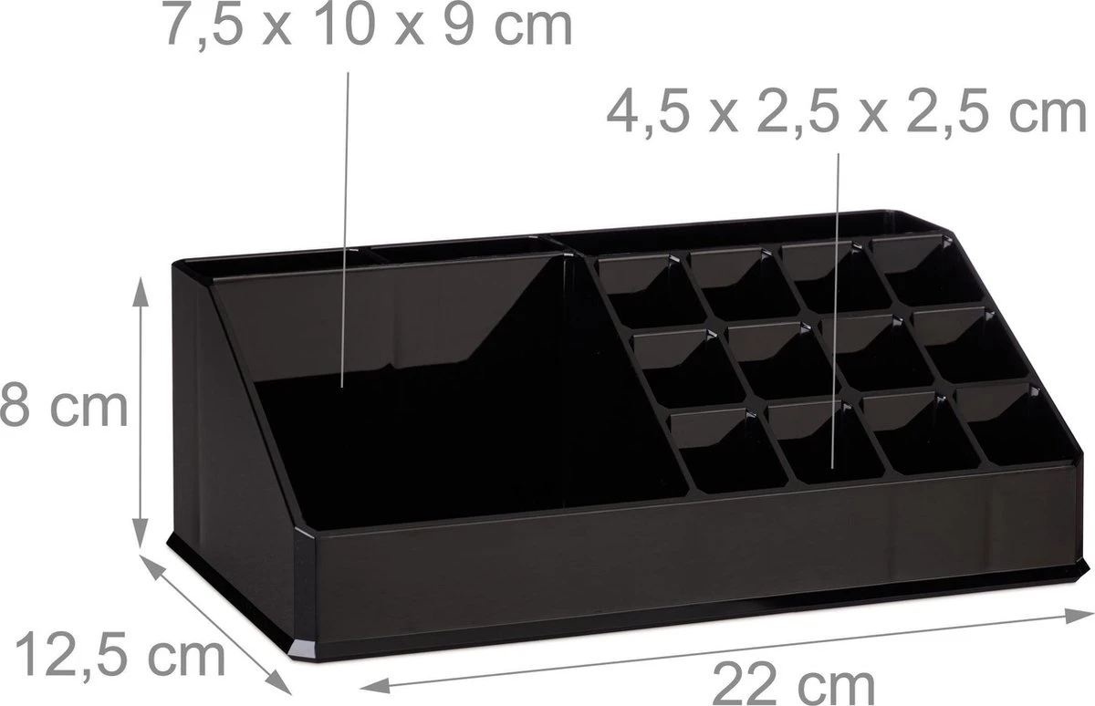 Relaxdays Cosmetica Organizer - Cosmeticahouder - Make Up Toren - Doorzichtig - 16 Vakken - Zwart 6 Relaxdays Cosmetica Organizer - Cosmeticahouder - Make Up Toren - Doorzichtig - 16 Vakken - Zwart - Afbeelding 4
