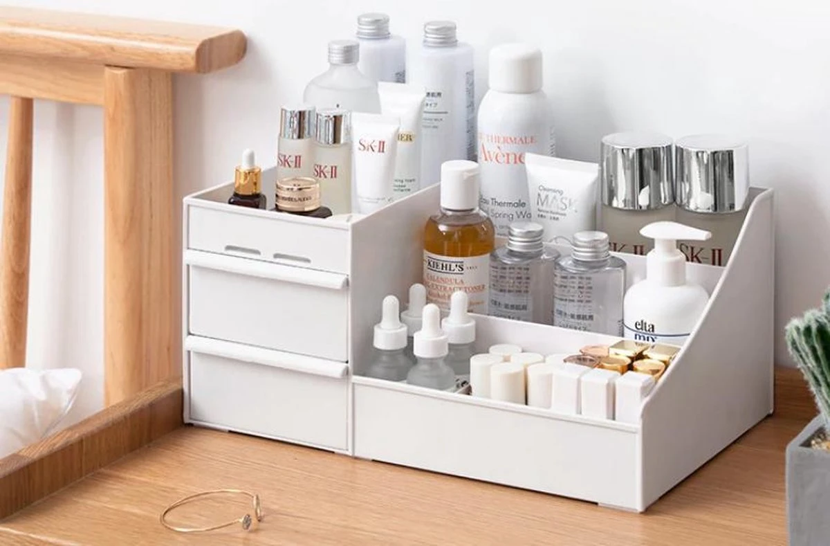 Make-up Organizer - Cosmetica Opbergdoos - Sieraden Bakje - Dames - Wit - Opmaken 4 Make-up Organizer - Cosmetica Opbergdoos - Sieraden Bakje - Dames - Wit - Opmaken - Afbeelding 2