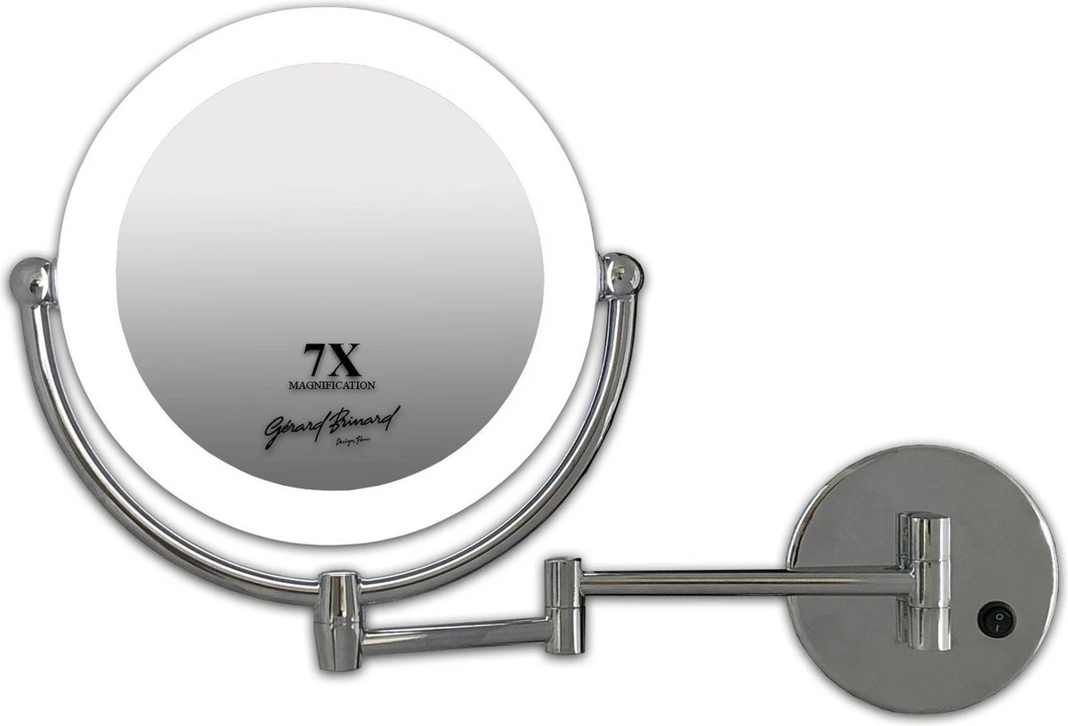 Metalen Verlichte Wand Knik Arm Badkamer LED Spiegel Chroom, Dubbelzijdig Verlicht, 7x Vergroting 22cm Doorsnee, Inculsief 4x AA Batterijen En Stroomkabel(USB). 4 Metalen Verlichte Wand Knik Arm Badkamer LED Spiegel Chroom, Dubbelzijdig Verlicht, 7x Vergroting 22cm Doorsnee, Inculsief 4x AA Batterijen En Stroomkabel(USB). - Afbeelding 2