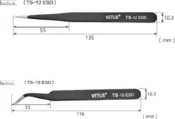 Vetus - Wimper Pincet ESD-15 - Zwart - Tweezer - Pincet - Wimperextensions -Cosmetica Korting Winkel 1200x822 4