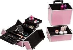TecTake Cosmetica Koffer Met 3 Etages - Roze - Make-up Koffer -Cosmetica Korting Winkel 1200x826 2