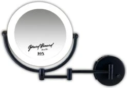 Metalen Verlichte Wand Knik Arm Make-up LED Spiegel Mat Zwart, Dubbelzijdig Verlicht, 10x Vergroting 22cm Doorsnee, Inculsief 4x AA Batterijen En Stroomkabel(USB) Badkamer Spiegel -Cosmetica Korting Winkel 1200x829 5