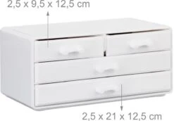 Relaxdays Make-up Organizer - Tweedelig - Cosmetica Opbergdoos - Wit -Cosmetica Korting Winkel 1200x834 2