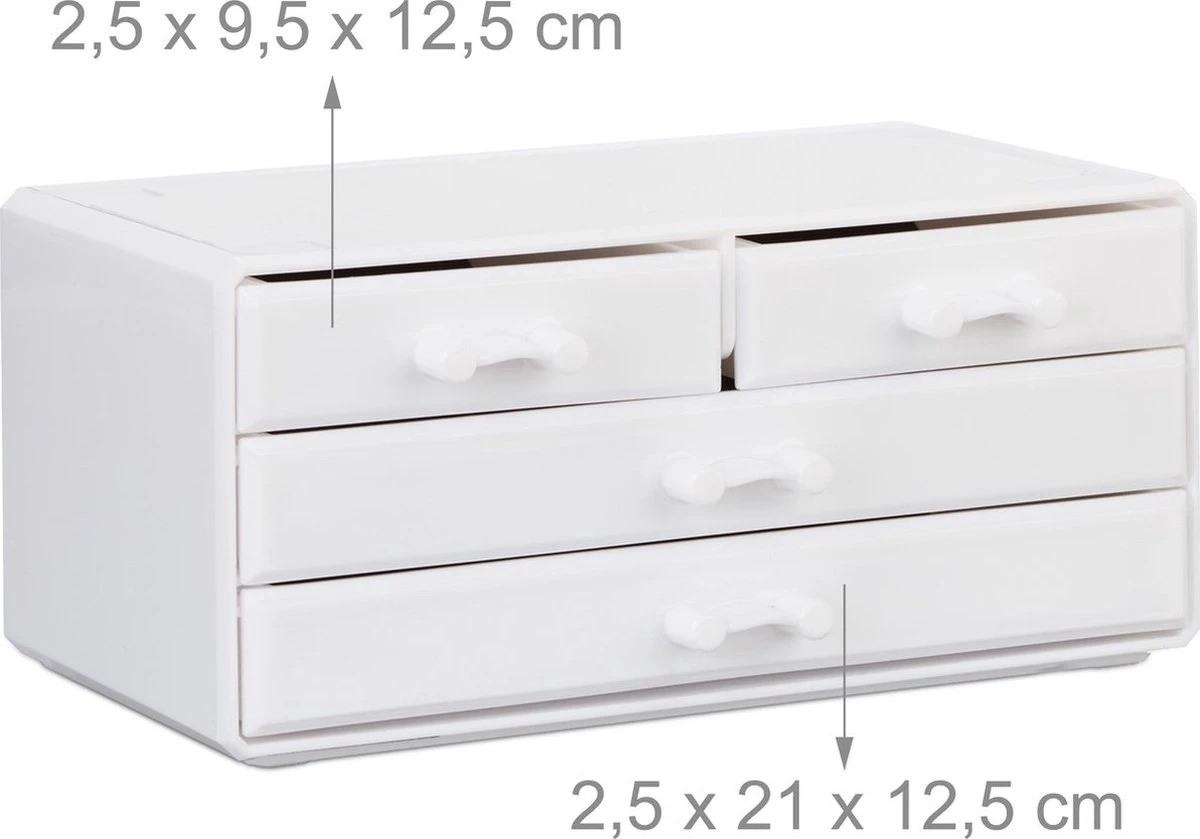 A&K 2in1 Make-up Organizer - 4 Lades Cosmetica Opbergdoos - Kaptafel - Wit 7 A&K 2in1 Make-up Organizer - 4 Lades Cosmetica Opbergdoos - Kaptafel - Wit - Afbeelding 5