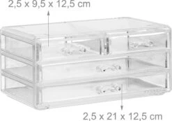 Relaxdays Make-up Organizer - Tweedelig - Cosmetica Opbergdoos - Transparant -Cosmetica Korting Winkel 1200x841 8