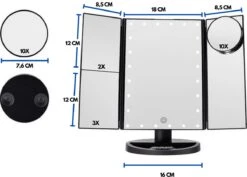 Make-Up Spiegel Met LED Verlichting - Zwart - Vergrootspiegels - Cosmetica/ Visagie Spiegel - 180° Draaibaar - Werkt Op AAA Batterijen én USB - Inclusief USB Kabel -Cosmetica Korting Winkel 1200x860 2