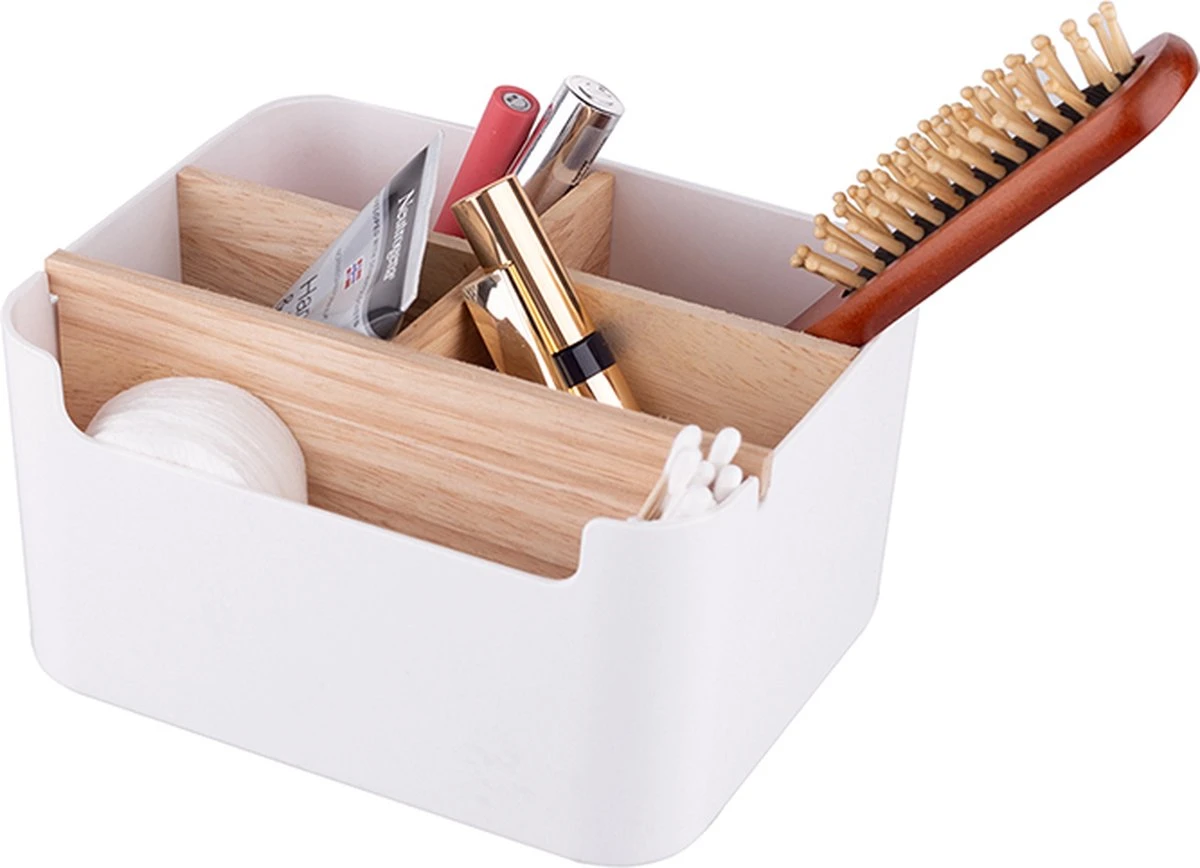 Altom Design Badkamer Orginazer 5-vaks - Gemaakt Van Ecologisch Bamboe - 18 X 14,5 X 9,5 Cm - Wit Bruin - Natura Line - Bamboo - Make-up Opbergbox 4 Altom Design Badkamer Orginazer 5-vaks - Gemaakt Van Ecologisch Bamboe - 18 X 14,5 X 9,5 Cm - Wit Bruin - Natura Line - Bamboo - Make-up Opbergbox - Afbeelding 2