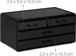 Relaxdays Make-up Organizer - Tweedelig - Cosmetica Opbergdoos + Lippenstift Houder - Zwart -Cosmetica Korting Winkel 1200x877 1