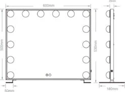 Hollywood Spiegel | Videri Vanity Zwart | Spiegel Met Verlichting | Make Up Spiegel | Visagie Spiegel | Cosmetische Spiegel | Dimbaar -Cosmetica Korting Winkel 1200x887 4
