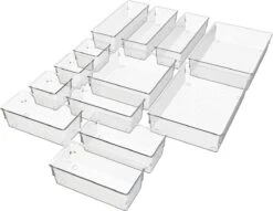 Waal® Lade Organizer (set Van 13 Bakjes) - Lade Verdeler - Keuken - Kantoor - Make-up - Bureau - Transparant