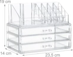 Relaxdays Make-up Organizer Klein - Stapelbaar - Sieradendoosje - Cosmetica - Opbergbox - Doorzichtig -Cosmetica Korting Winkel 1200x939 5
