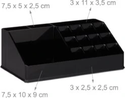Relaxdays Make-up Organizer - Tweedelig - Cosmetica Opbergdoos + Lippenstift Houder - Zwart -Cosmetica Korting Winkel 1200x941 5