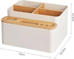 LYVION Make-up En Bureau Organizer - Kunststof En Bamboe -Cosmetica Korting Winkel 1200x963 7