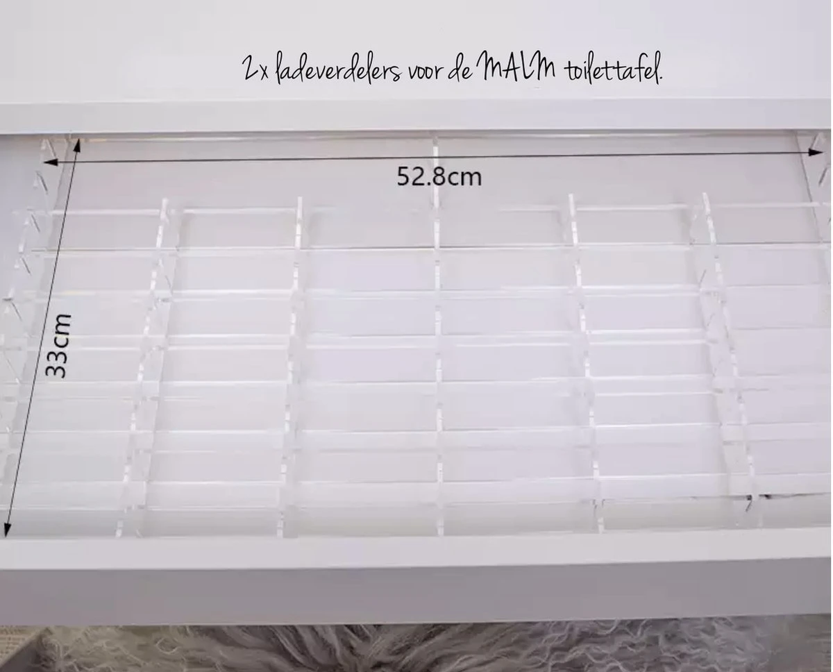 Jumanah® Collections "Sorted" MALM - Toilettafel -Volledige Lade - Make Up Organizer - Ladeverdeler - Lade Organizer - Transparant - Acryl - Kunststof 9 Jumanah® Collections "Sorted" MALM - Toilettafel -Volledige Lade - Make Up Organizer - Ladeverdeler - Lade Organizer - Transparant - Acryl - Kunststof - Afbeelding 7