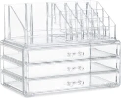 Relaxdays Make-up Organizer Klein - Stapelbaar - Sieradendoosje - Cosmetica - Opbergbox - Doorzichtig -Cosmetica Korting Winkel 1200x971 6