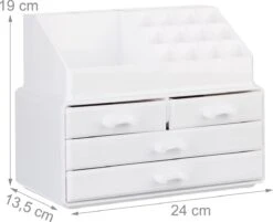 Relaxdays Make-up Organizer - Tweedelig - Cosmetica Opbergdoos - Wit -Cosmetica Korting Winkel 1200x975