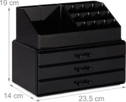 Relaxdays Make-up Organizer - Sieradendoosje - Cosmetica - Zwart -Cosmetica Korting Winkel 1200x976 3