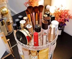 JZK Clear Acryl Home Beauty-organizer 360°, Draaibaare Cosmeticabox Voor Dresser, Slaapkamer, Badkamer, Voor Lippenstift, Kwastjes, Nagellak, Crèmes -Cosmetica Korting Winkel 1200x980 5