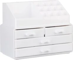 Relaxdays Make-up Organizer - Tweedelig - Cosmetica Opbergdoos - Wit -Cosmetica Korting Winkel 1200x981 6