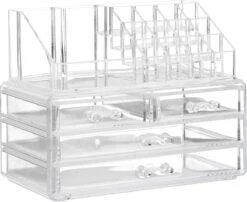 Relaxdays Make-up Organizer - Tweedelig - Cosmetica Opbergdoos - Transparant -Cosmetica Korting Winkel 1200x982 3