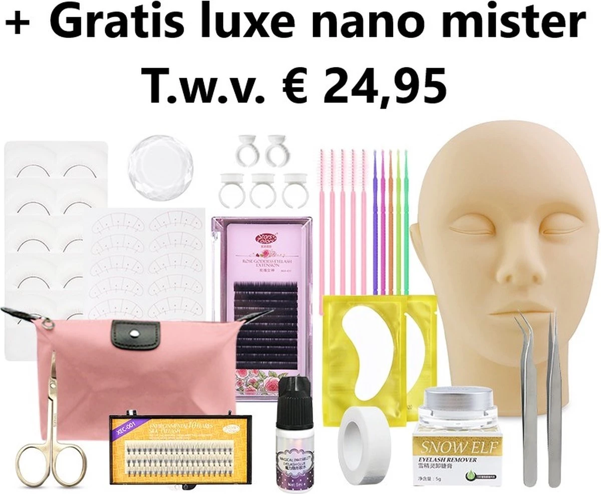 Lashes & More | Wimperextensions Starters Pakket + Luxe Nano Mister | Oefenset Voor Beginnend Wimperstylist | Lash Kit | Oefen Wimper Set 3 Lashes & More | Wimperextensions Starters Pakket + Luxe Nano Mister | Oefenset Voor Beginnend Wimperstylist | Lash Kit | Oefen Wimper Set