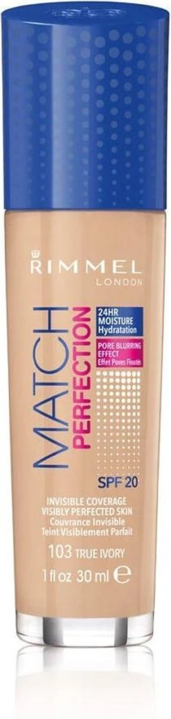 Rimmel London Match Perfection Foundation 103 True Ivory -Cosmetica Korting Winkel 286x1200 1