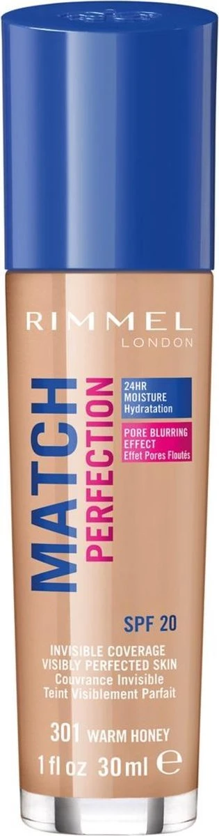 Rimmel London Match Perfection Foundation 301 Warm Honey 3 Rimmel London Match Perfection Foundation 301 Warm Honey