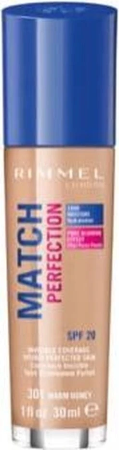 Rimmel London Match Perfection Foundation 301 Warm Honey 35 Rimmel London Match Perfection Foundation 301 Warm Honey -Cosmetica Korting Winkel 319x1200 3