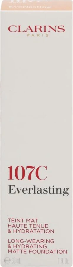Clarins Everlasting Long-Wearing & Hydrating Matte Foundation - Long-Lasting Moisturizing Makeup With Matte Effect 30 Ml 107C -Cosmetica Korting Winkel 331x1200