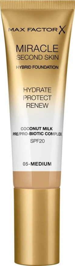 Max Factor Miracle Second Skin Foundation - 05 Medium -Cosmetica Korting Winkel 342x1200 1