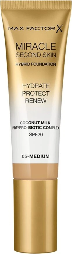 Max Factor Miracle Second Skin Foundation - 05 Medium -Cosmetica Korting Winkel 344x1200