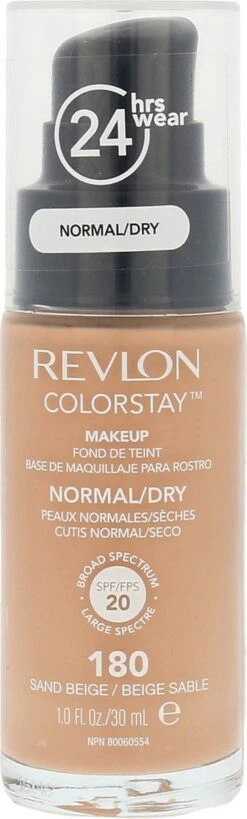 Revlon Colorstay Foundation With Pump Dry Skin - 180 Sand Beige -Cosmetica Korting Winkel 362x1200