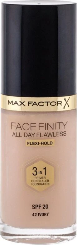 Max Factor Facefinity All Day Flawless 3-In-1 Vegan Foundation 042 Ivory -Cosmetica Korting Winkel 380x1200
