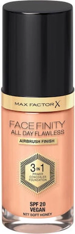 Max Factor Facefinity All Day Flawless 3-in-1 Liquid Foundation - 077 Soft Honey -Cosmetica Korting Winkel 387x1200
