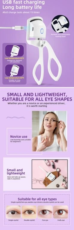 BeautyTech Elektrische Wimperkruller/Wimperkrultang - Roze - Oplaadbaar - Beauty - Verzorging - Make Up -Cosmetica Korting Winkel 389x1200 15