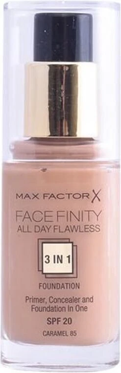 Max Factor Facefinity All Day Flawless 3-in-1 Liquid Foundation - 085 Caramel -Cosmetica Korting Winkel 389x1200 4