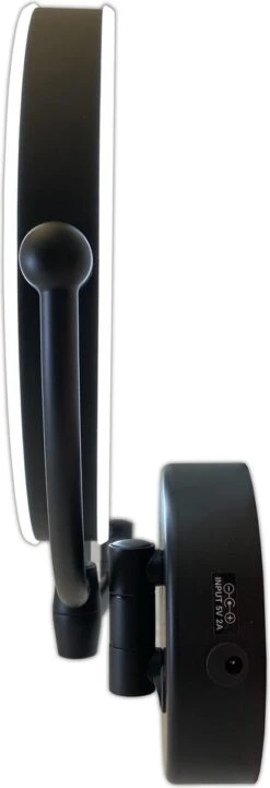 Metalen Verlichte Wand Knik Arm Make-up LED Spiegel Mat Zwart, Dubbelzijdig Verlicht, 10x Vergroting 22cm Doorsnee, Inculsief 4x AA Batterijen En Stroomkabel(USB) Badkamer Spiegel -Cosmetica Korting Winkel 411x1200 8