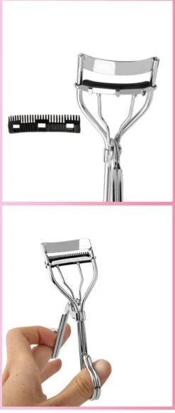 INTER-ESQUE® Wimperkruller - Eyelash Curler + 3x Gratis Extra Siliconen Pad & 3x Extra Kam - Zilver -Cosmetica Korting Winkel 510x1200 13