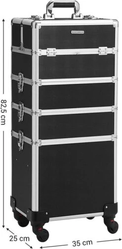 XXL PRO Visagie Beauty Case Koffer Trolley - Nagelkoffer Op Wielen Voor Makeup Of Cosmetica - Grote Uitklapbare Opbergsysteem Nagel Styliste Kapster - Zwart -Cosmetica Korting Winkel 588x1200 1