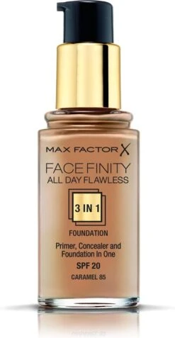 Max Factor Facefinity All Day Flawless 3-in-1 Liquid Foundation - 085 Caramel -Cosmetica Korting Winkel 622x1200 2