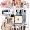 JZK Clear Acryl Home Beauty-organizer 360°, Draaibaare Cosmeticabox Voor Dresser, Slaapkamer, Badkamer, Voor Lippenstift, Kwastjes, Nagellak, Crèmes -Cosmetica Korting Winkel 686x1200 3