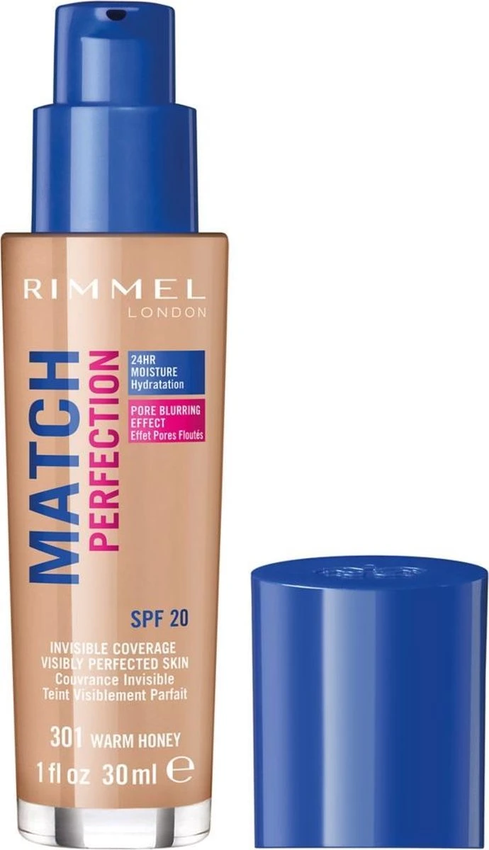 Rimmel London Match Perfection Foundation 301 Warm Honey 4 Rimmel London Match Perfection Foundation 301 Warm Honey - Afbeelding 2