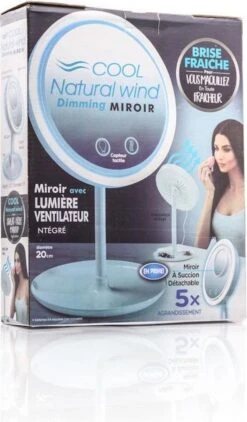Merkloos Decopatent® Beauty Breeze Mirror - Make-Up Spiegel Met LED Verlichting & Ventilatie - 360° Draaibaar - Make Up 5x Vergrootspiegel -Cosmetica Korting Winkel 702x1200 5