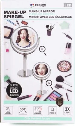 Benson Make Up Spiegel - LED Touch - Dimbaar - 2-Zijdig- Chroom 7 Benson Make Up Spiegel - LED Touch - Dimbaar - 2-Zijdig- Chroom -Cosmetica Korting Winkel 713x1200 5