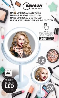 Benson Make Up Spiegel Met LED Ring - Cosmetische Spiegels Met Touch Dimmer - 2 Zijde 11 Benson Make Up Spiegel Met LED Ring - Cosmetische Spiegels Met Touch Dimmer - 2 Zijde -Cosmetica Korting Winkel 721x1200 7