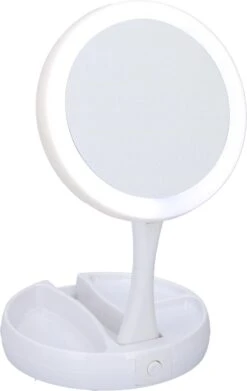 Grundig Opmaakspiegel - LED-verlichting - Opbergruimte Sieraden - Gewone En Vergrotende Spiegel - Wit -Cosmetica Korting Winkel 758x1200 6
