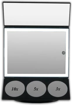 GROTE, Drieluik LED Make-up Spiegel Touch Knop En Dimmer 1, 3, 5 En 10 Maal Vergroting Inclusief Usb Kabel, Spiegels -Cosmetica Korting Winkel 829x1200 6
